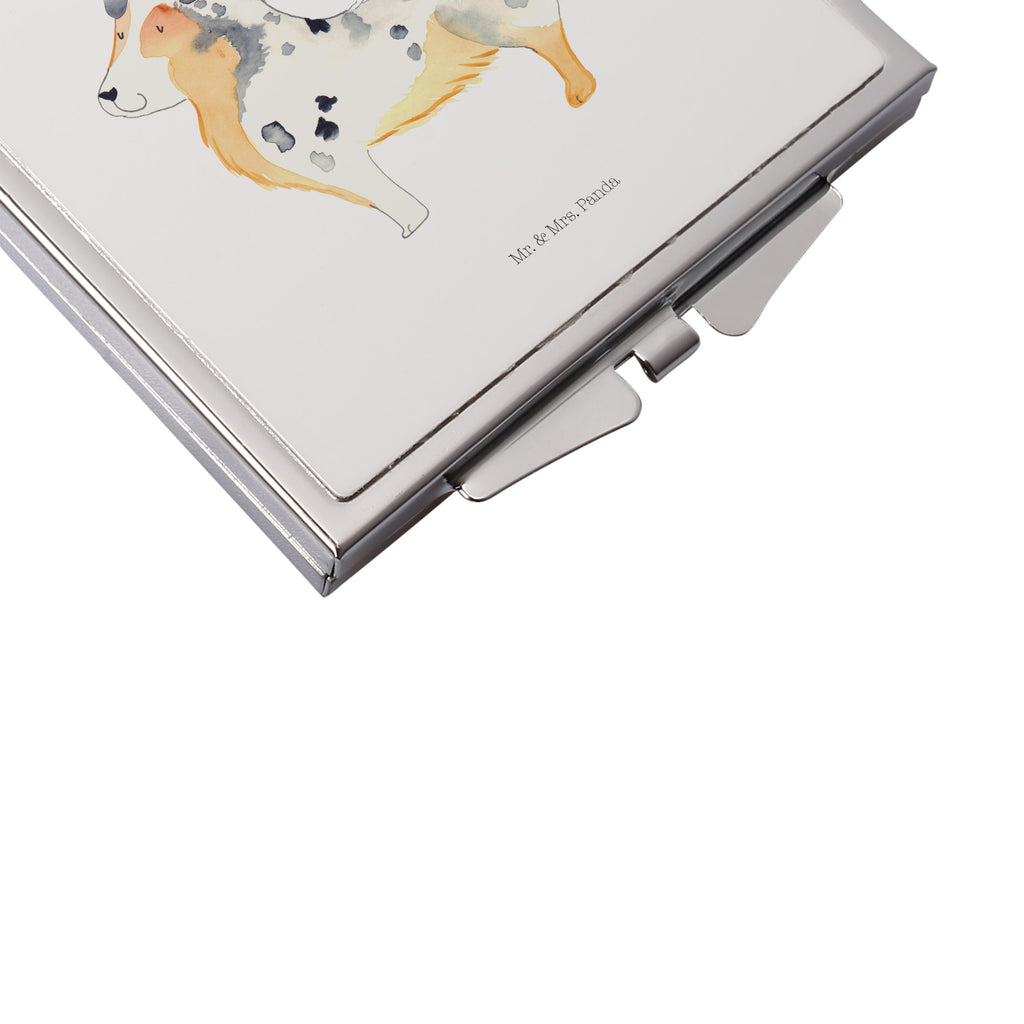 Handtaschenspiegel quadratisch Australien Shepherd Spiegel, Handtasche, Quadrat, silber, schminken, Schminkspiegel, Hund, Hundemotiv, Haustier, Hunderasse, Tierliebhaber, Hundebesitzer, Sprüche, Australien Shepherd, Shepherd, Hundeliebe, Familienhund, Spruch