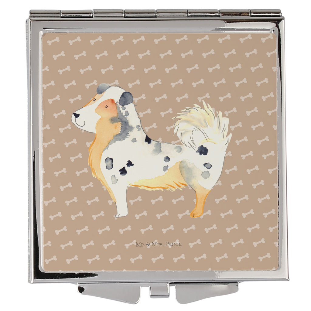 Handtaschenspiegel quadratisch Australien Shepherd Spiegel, Handtasche, Quadrat, silber, schminken, Schminkspiegel, Hund, Hundemotiv, Haustier, Hunderasse, Tierliebhaber, Hundebesitzer, Sprüche, Australien Shepherd, Shepherd, Hundeliebe, Familienhund, Spruch