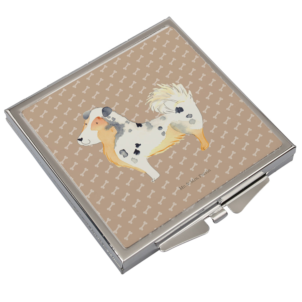 Handtaschenspiegel quadratisch Australien Shepherd Spiegel, Handtasche, Quadrat, silber, schminken, Schminkspiegel, Hund, Hundemotiv, Haustier, Hunderasse, Tierliebhaber, Hundebesitzer, Sprüche, Australien Shepherd, Shepherd, Hundeliebe, Familienhund, Spruch