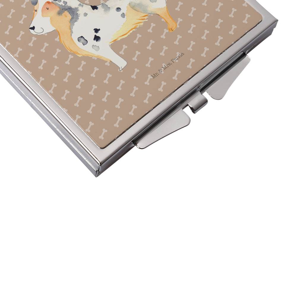 Handtaschenspiegel quadratisch Australien Shepherd Spiegel, Handtasche, Quadrat, silber, schminken, Schminkspiegel, Hund, Hundemotiv, Haustier, Hunderasse, Tierliebhaber, Hundebesitzer, Sprüche, Australien Shepherd, Shepherd, Hundeliebe, Familienhund, Spruch
