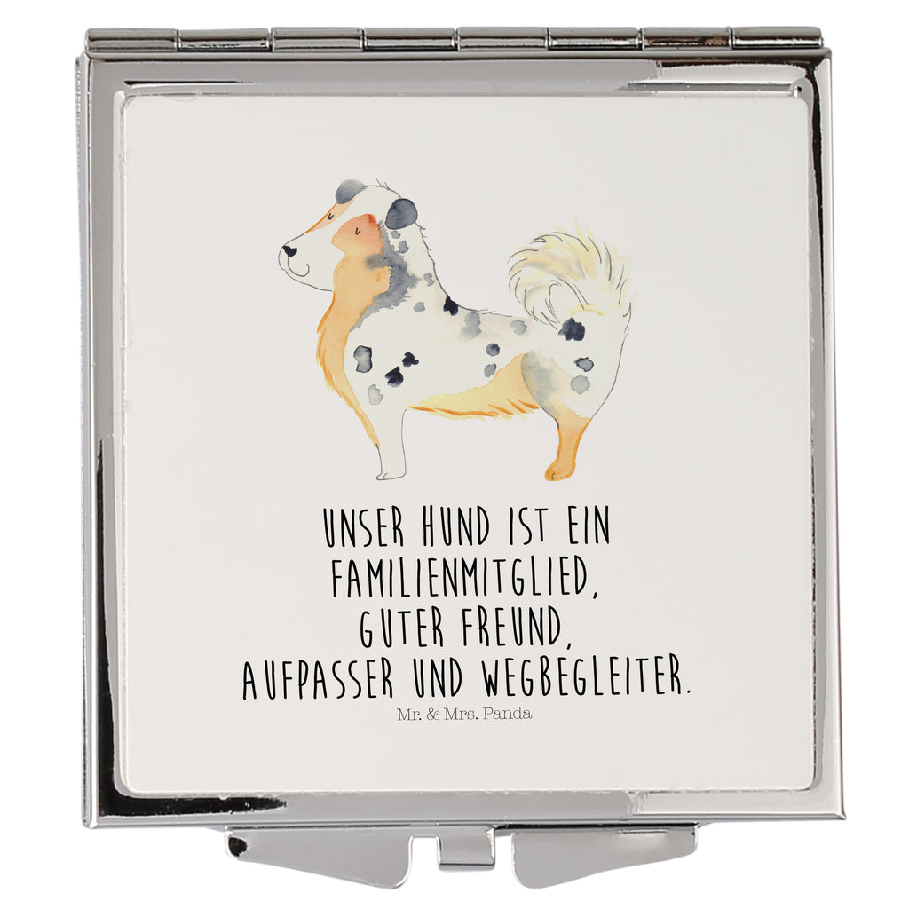 Handtaschenspiegel quadratisch Australien Shepherd Spiegel, Handtasche, Quadrat, silber, schminken, Schminkspiegel, Hund, Hundemotiv, Haustier, Hunderasse, Tierliebhaber, Hundebesitzer, Sprüche, Australien Shepherd, Shepherd, Hundeliebe, Familienhund, Spruch