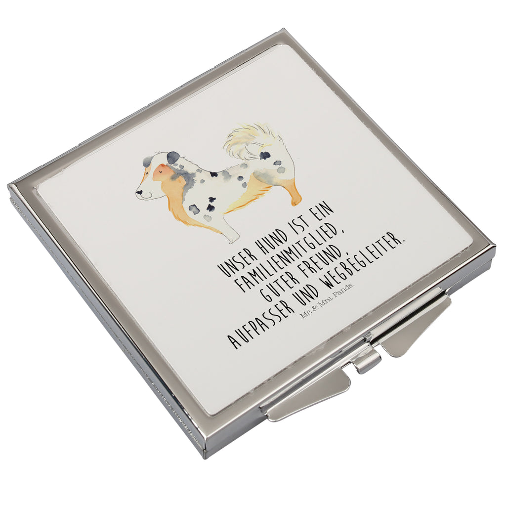 Handtaschenspiegel quadratisch Australien Shepherd Spiegel, Handtasche, Quadrat, silber, schminken, Schminkspiegel, Hund, Hundemotiv, Haustier, Hunderasse, Tierliebhaber, Hundebesitzer, Sprüche, Australien Shepherd, Shepherd, Hundeliebe, Familienhund, Spruch