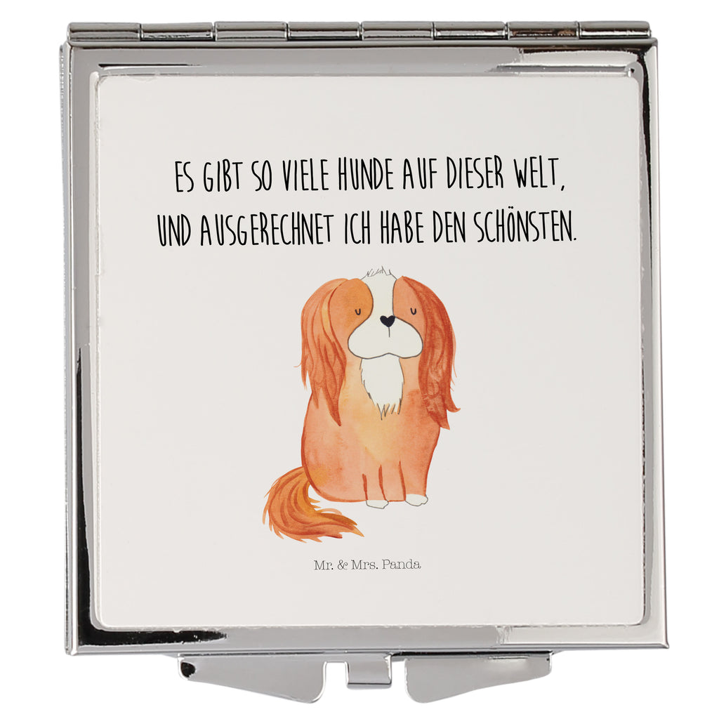 Handtaschenspiegel quadratisch Cavalier King Charles Spaniel Spiegel, Handtasche, Quadrat, silber, schminken, Schminkspiegel, Hund, Hundemotiv, Haustier, Hunderasse, Tierliebhaber, Hundebesitzer, Sprüche, Cavalier King Charles Spaniel, Cockerspaniel, Spaniel, Spruch, schönster Hund