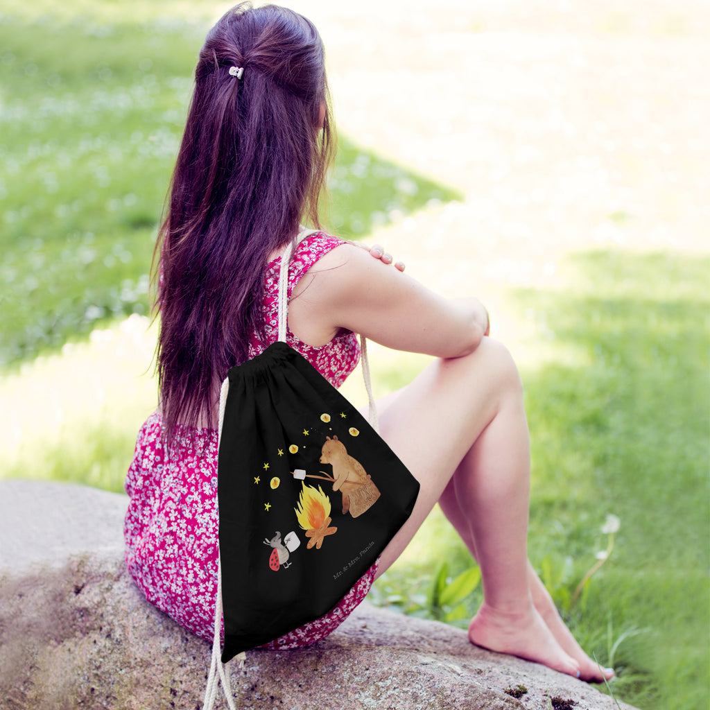 Sportbeutel Bär & Marienkäfer Lagerfeuer Turnbeutel, Beutel, Sporttasche, Tasche, Stoffbeutel, Bär, Teddy, Teddybär, Lagerfeuer