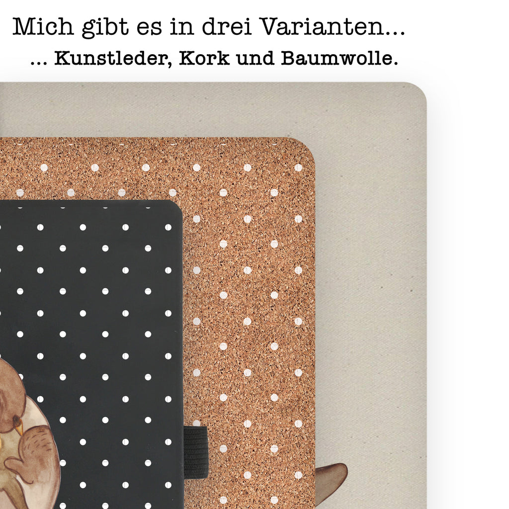 DIN A4 Baumwoll Notizbuch Otter mit Kind Notizen, Eintragebuch, Tagebuch, Notizblock, Adressbuch, Journal, Kladde, Skizzenbuch, Notizheft, Schreibbuch, Schreibheft, Otter, Fischotter, Seeotter, Otter Seeotter See Otter