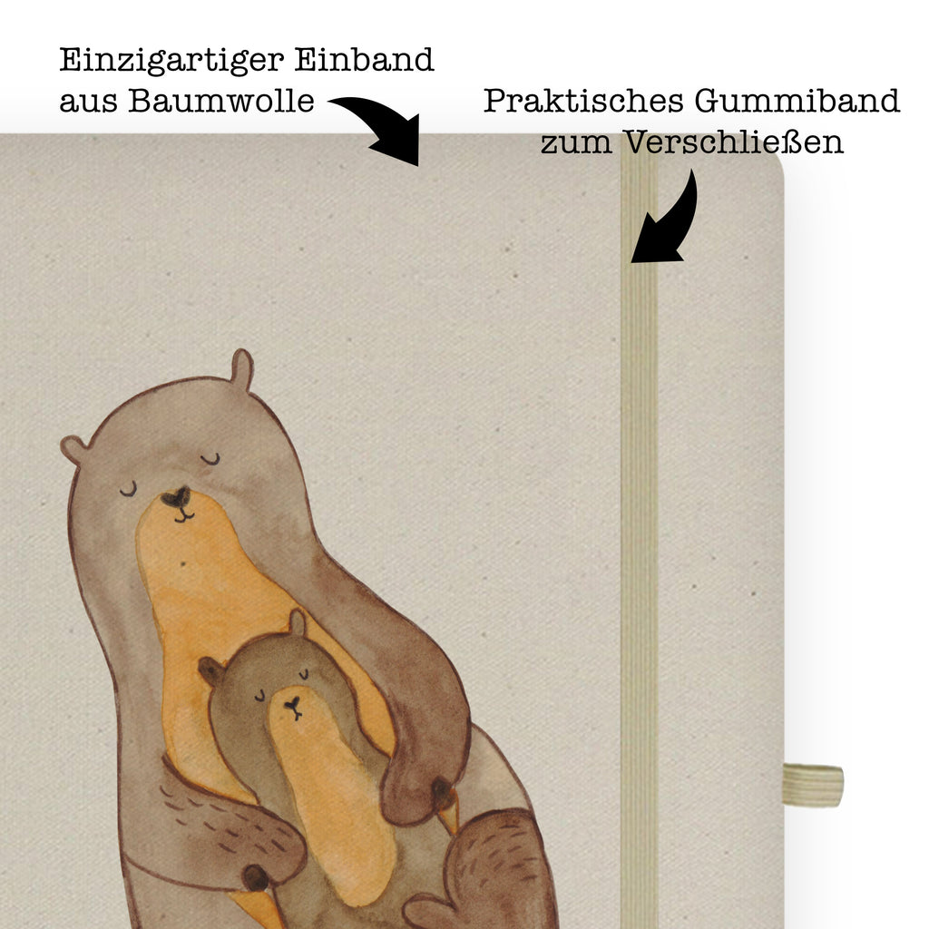 DIN A4 Baumwoll Notizbuch Otter mit Kind Notizen, Eintragebuch, Tagebuch, Notizblock, Adressbuch, Journal, Kladde, Skizzenbuch, Notizheft, Schreibbuch, Schreibheft, Otter, Fischotter, Seeotter, Otter Seeotter See Otter