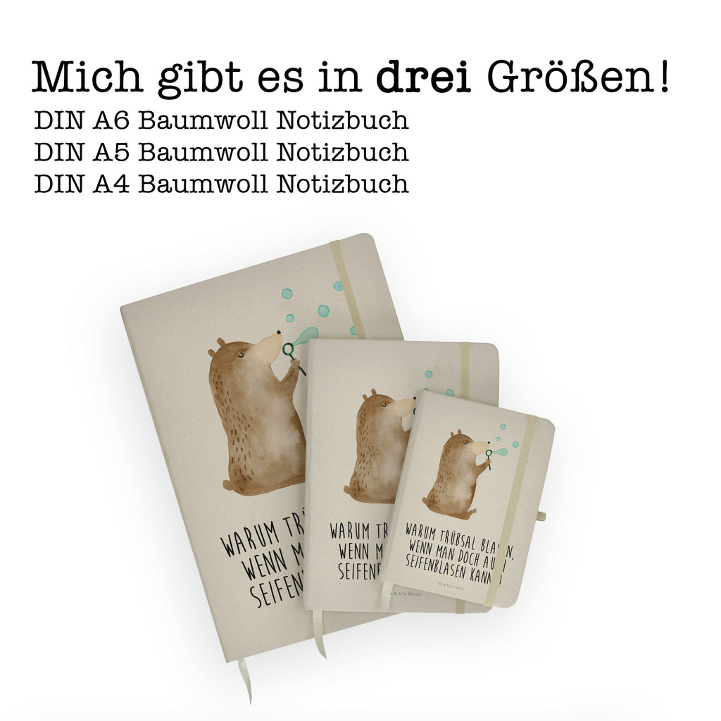 DIN A5 Baumwoll Notizbuch Bär Seifenblasen Notizen, Eintragebuch, Tagebuch, Notizblock, Adressbuch, Journal, Kladde, Skizzenbuch, Notizheft, Schreibbuch, Schreibheft, Bär, Teddy, Teddybär, Seifenblasen Bär Lustig Sein Glücklich Traurig Happy