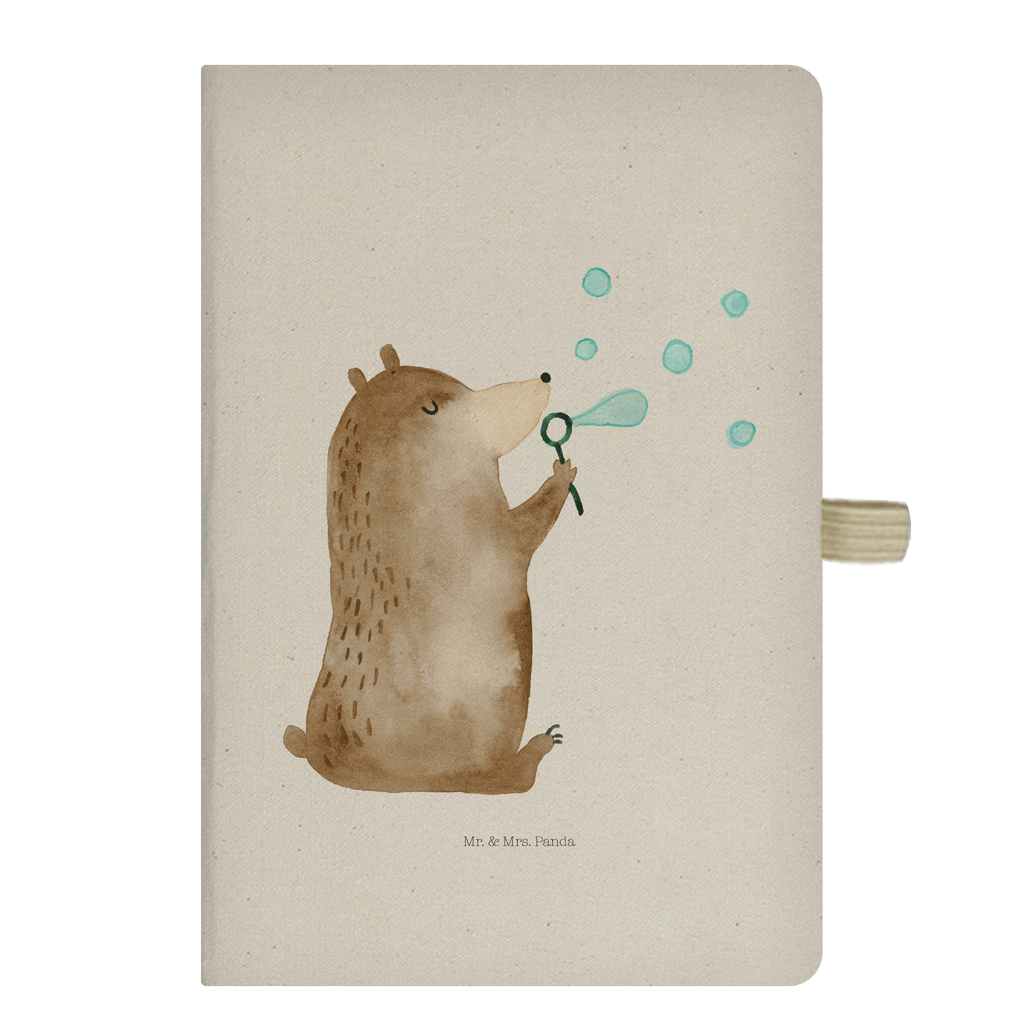 DIN A5 Baumwoll Notizbuch Bär Seifenblasen Notizen, Eintragebuch, Tagebuch, Notizblock, Adressbuch, Journal, Kladde, Skizzenbuch, Notizheft, Schreibbuch, Schreibheft, Bär, Teddy, Teddybär, Seifenblasen Bär Lustig Sein Glücklich Traurig Happy