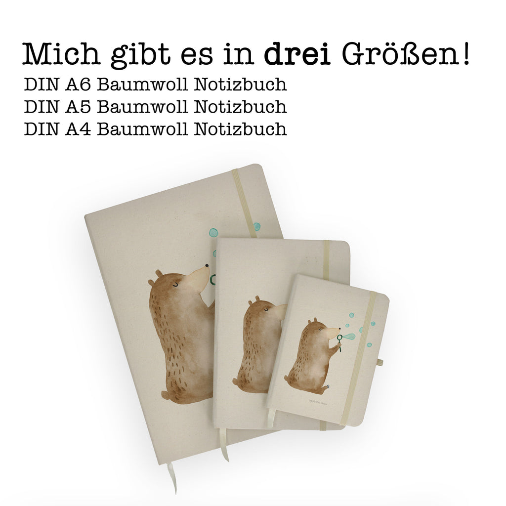 DIN A5 Baumwoll Notizbuch Bär Seifenblasen Notizen, Eintragebuch, Tagebuch, Notizblock, Adressbuch, Journal, Kladde, Skizzenbuch, Notizheft, Schreibbuch, Schreibheft, Bär, Teddy, Teddybär, Seifenblasen Bär Lustig Sein Glücklich Traurig Happy