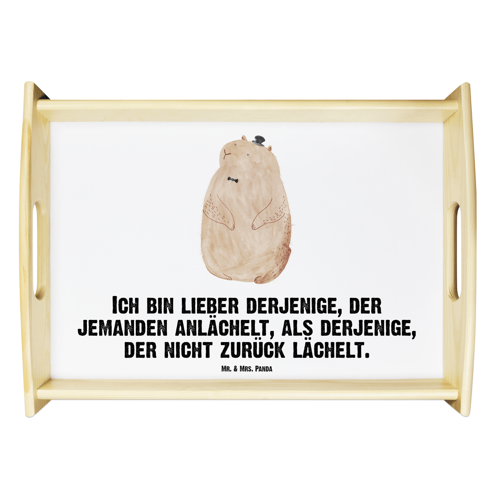 Serviertablett Murmeltier Tablett, Holztablett, Küchentablett, Dekotablett, Frühstückstablett, Tiermotive, Gute Laune, lustige Sprüche, Tiere, Murmeltier, Knigge, Fröhlichkeit, Freundlichkeit, Respekt, Anstand