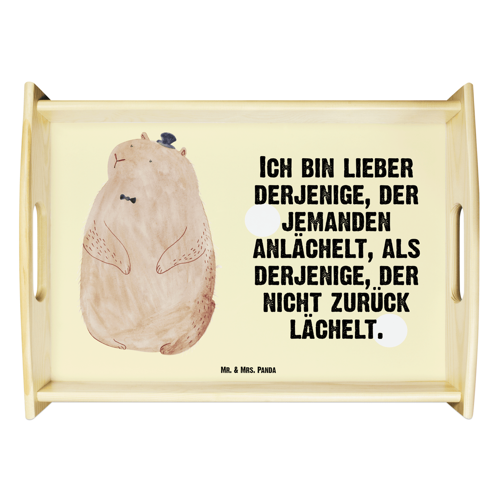 Serviertablett Murmeltier Tablett, Holztablett, Küchentablett, Dekotablett, Frühstückstablett, Tiermotive, Gute Laune, lustige Sprüche, Tiere, Murmeltier, Knigge, Fröhlichkeit, Freundlichkeit, Respekt, Anstand