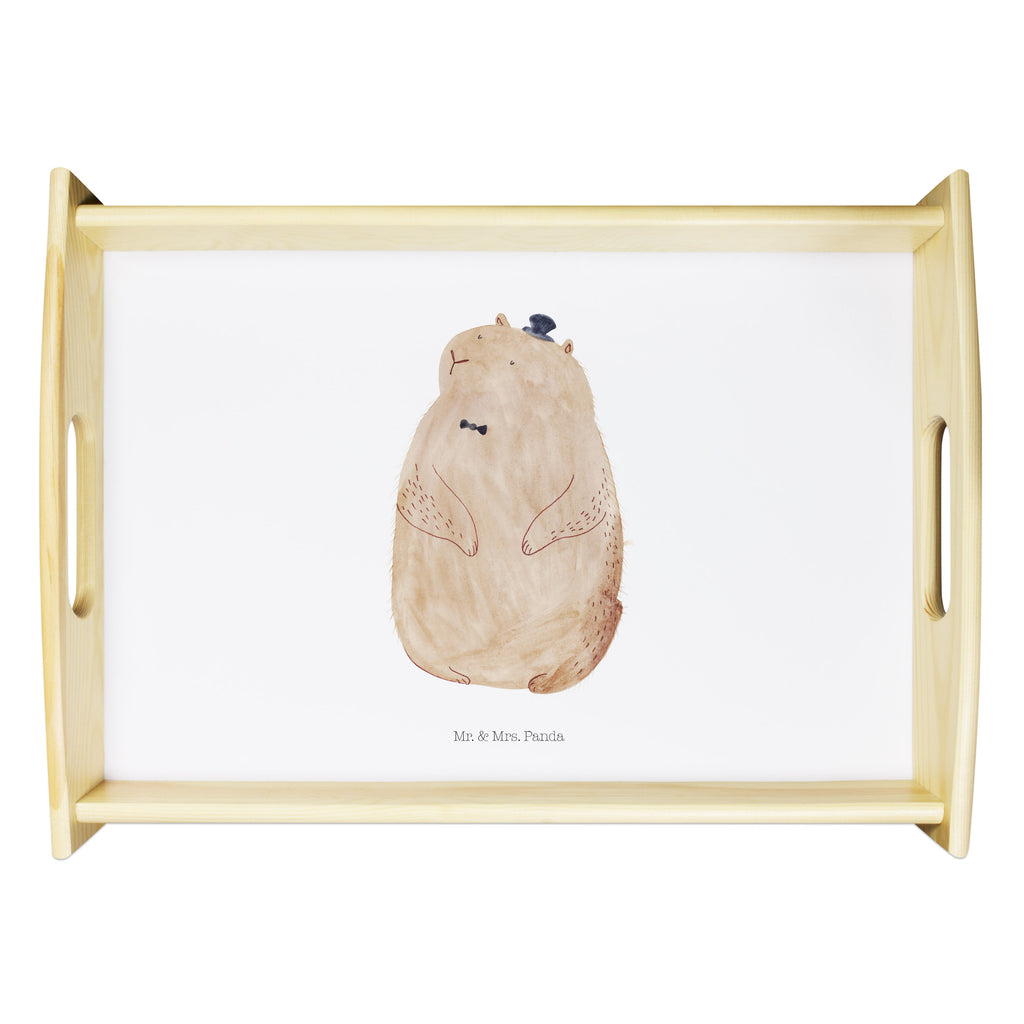 Serviertablett Murmeltier Tablett, Holztablett, Küchentablett, Dekotablett, Frühstückstablett, Tiermotive, Gute Laune, lustige Sprüche, Tiere, Murmeltier, Knigge, Fröhlichkeit, Freundlichkeit, Respekt, Anstand