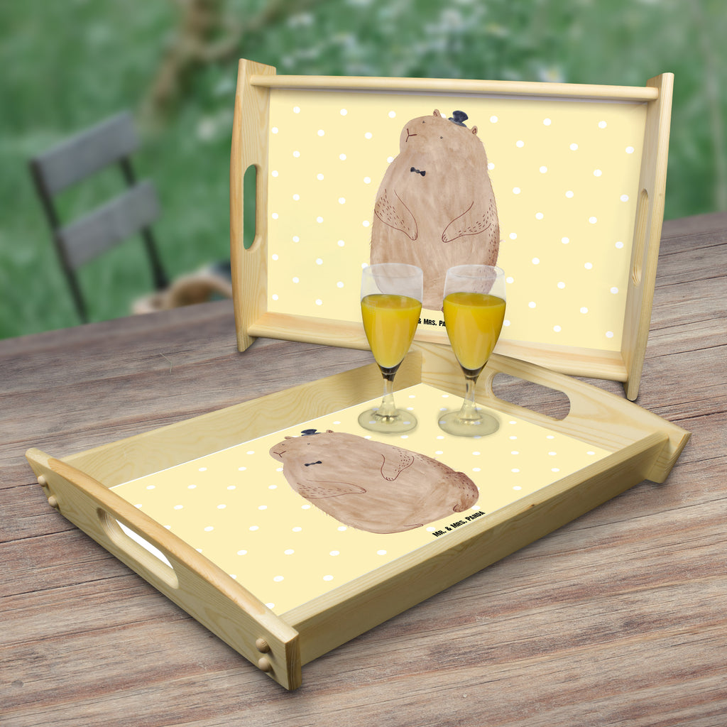 Serviertablett Murmeltier Tablett, Holztablett, Küchentablett, Dekotablett, Frühstückstablett, Tiermotive, Gute Laune, lustige Sprüche, Tiere, Murmeltier, Knigge, Fröhlichkeit, Freundlichkeit, Respekt, Anstand