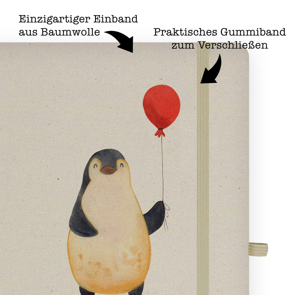 DIN A4 Baumwoll Notizbuch Pinguin Luftballon Notizen, Eintragebuch, Tagebuch, Notizblock, Adressbuch, Journal, Kladde, Skizzenbuch, Notizheft, Schreibbuch, Schreibheft, Pinguin, Pinguine, Luftballon, Tagträume, Lebenslust, Geschenk Freundin, Geschenkidee, beste Freundin, Motivation, Neustart, neues Leben, Liebe, Glück