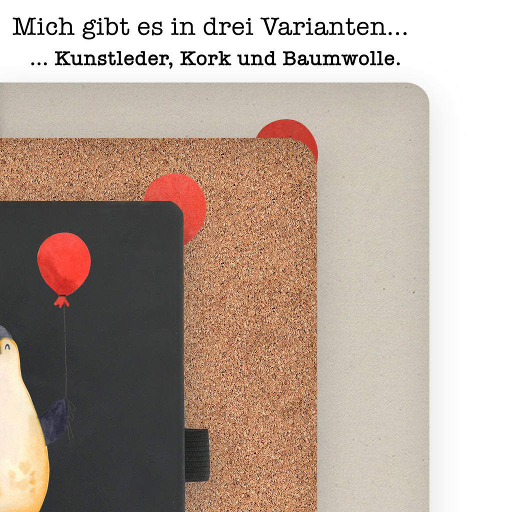 DIN A4 Baumwoll Notizbuch Pinguin Luftballon Notizen, Eintragebuch, Tagebuch, Notizblock, Adressbuch, Journal, Kladde, Skizzenbuch, Notizheft, Schreibbuch, Schreibheft, Pinguin, Pinguine, Luftballon, Tagträume, Lebenslust, Geschenk Freundin, Geschenkidee, beste Freundin, Motivation, Neustart, neues Leben, Liebe, Glück