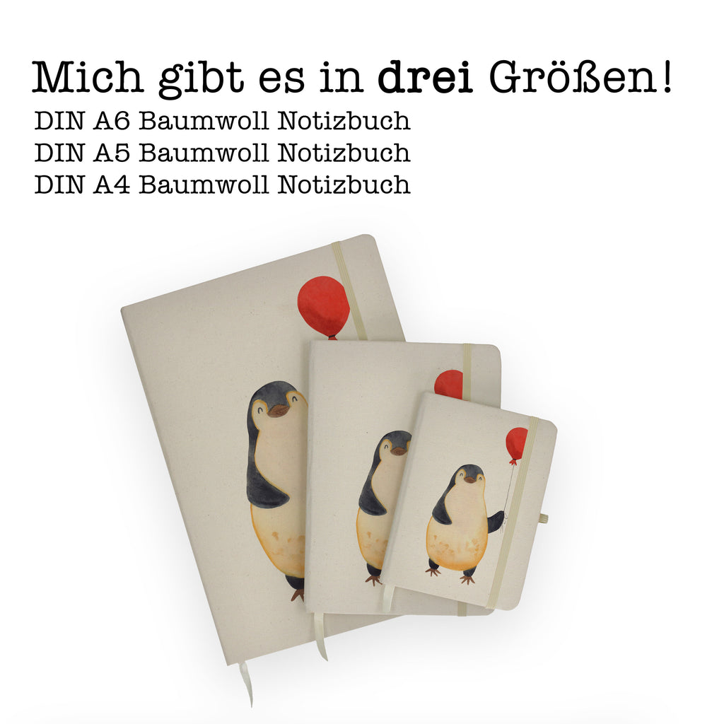 DIN A4 Baumwoll Notizbuch Pinguin Luftballon Notizen, Eintragebuch, Tagebuch, Notizblock, Adressbuch, Journal, Kladde, Skizzenbuch, Notizheft, Schreibbuch, Schreibheft, Pinguin, Pinguine, Luftballon, Tagträume, Lebenslust, Geschenk Freundin, Geschenkidee, beste Freundin, Motivation, Neustart, neues Leben, Liebe, Glück
