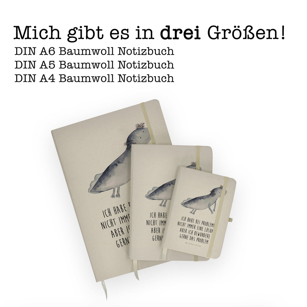 DIN A4 Baumwoll Notizbuch Axolotl schwimmt Notizen, Eintragebuch, Tagebuch, Notizblock, Adressbuch, Journal, Kladde, Skizzenbuch, Notizheft, Schreibbuch, Schreibheft, Axolotl, Molch, Axolot, Schwanzlurch, Lurch, Lurche, Problem, Probleme, Lösungen, Motivation