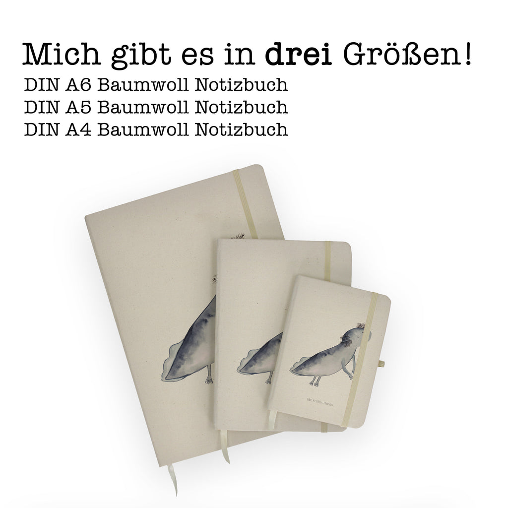 DIN A4 Baumwoll Notizbuch Axolotl schwimmt Notizen, Eintragebuch, Tagebuch, Notizblock, Adressbuch, Journal, Kladde, Skizzenbuch, Notizheft, Schreibbuch, Schreibheft, Axolotl, Molch, Axolot, Schwanzlurch, Lurch, Lurche, Problem, Probleme, Lösungen, Motivation