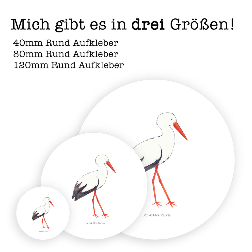 120mm Rund Aufkleber Storch Sticker, Aufkleber, Etikett, Kinder, rund, Tiermotive, Gute Laune, lustige Sprüche, Tiere, Storch, Störche, Schwangerschaft, Geburt, Mutter, Mütter, Mutter werden, Schwanger, Babybauch, Baby