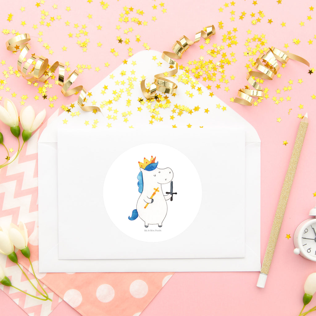 80mm Rund Aufkleber Einhorn König mit Schwert Sticker, Aufkleber, Etikett, Einhorn, Einhörner, Einhorn Deko, Pegasus, Unicorn, König, Ritter, Mittelalter