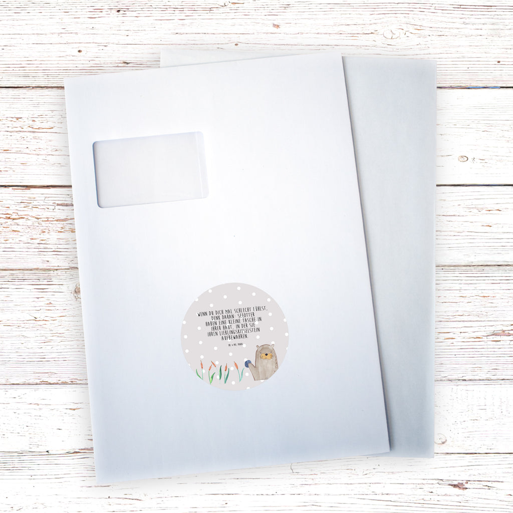 80mm Rund Aufkleber Otter mit Stein Sticker, Aufkleber, Etikett, Otter, Fischotter, Seeotter, Otter Seeotter See Otter