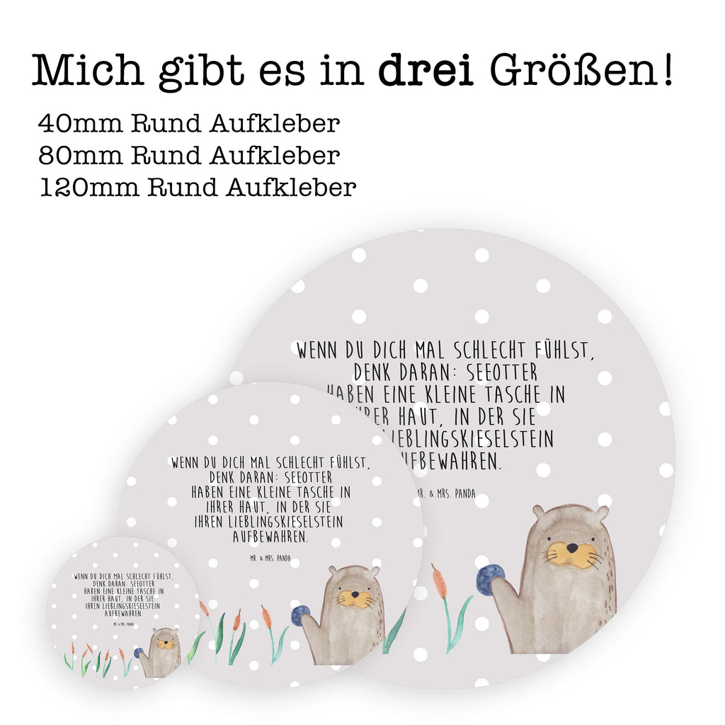 80mm Rund Aufkleber Otter mit Stein Sticker, Aufkleber, Etikett, Otter, Fischotter, Seeotter, Otter Seeotter See Otter