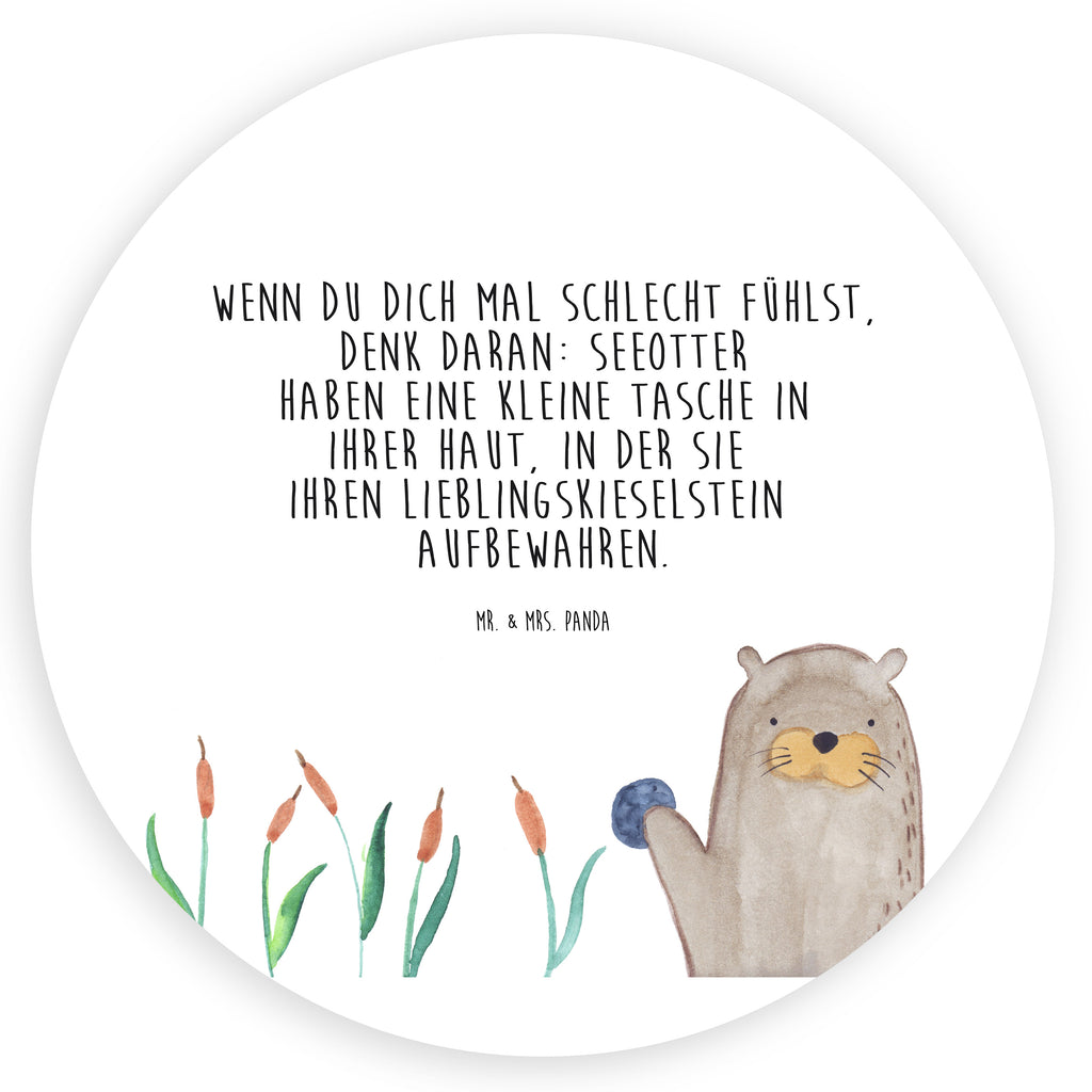 80mm Rund Aufkleber Otter mit Stein Sticker, Aufkleber, Etikett, Otter, Fischotter, Seeotter, Otter Seeotter See Otter