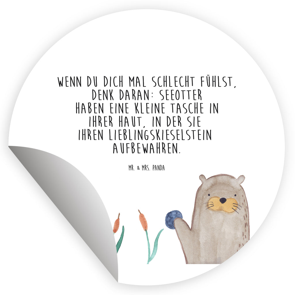 80mm Rund Aufkleber Otter mit Stein Sticker, Aufkleber, Etikett, Otter, Fischotter, Seeotter, Otter Seeotter See Otter