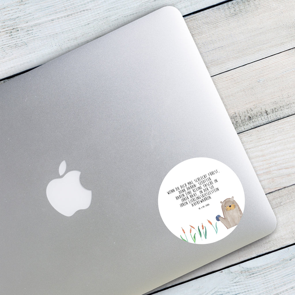 80mm Rund Aufkleber Otter mit Stein Sticker, Aufkleber, Etikett, Otter, Fischotter, Seeotter, Otter Seeotter See Otter