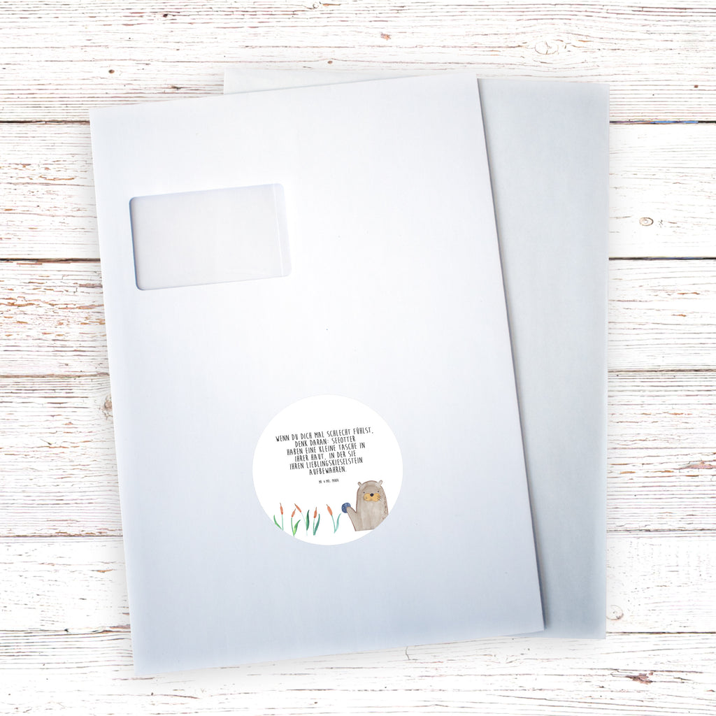 80mm Rund Aufkleber Otter mit Stein Sticker, Aufkleber, Etikett, Otter, Fischotter, Seeotter, Otter Seeotter See Otter