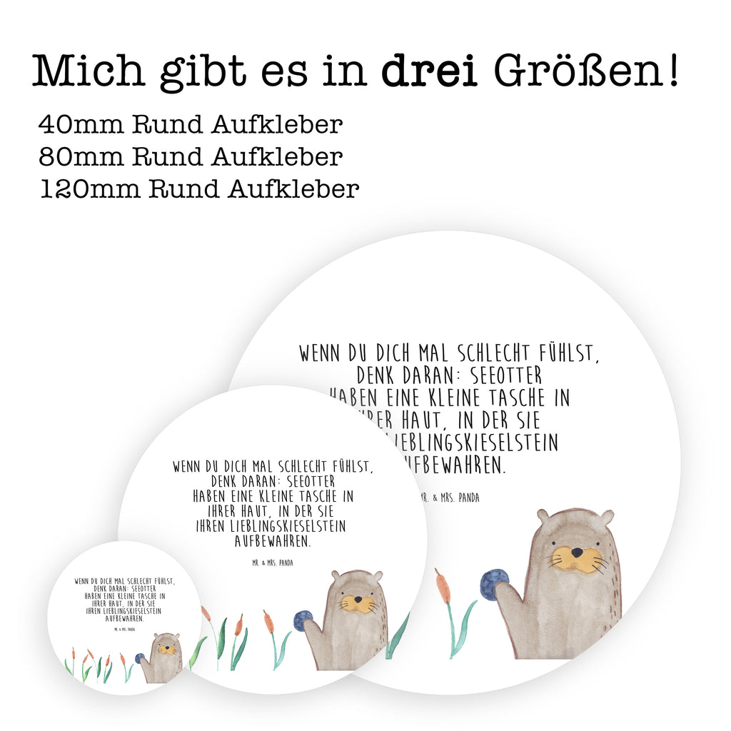 80mm Rund Aufkleber Otter mit Stein Sticker, Aufkleber, Etikett, Otter, Fischotter, Seeotter, Otter Seeotter See Otter