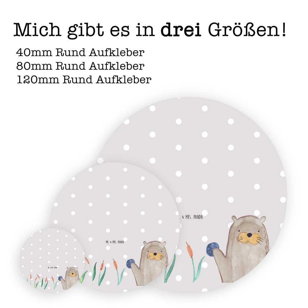 80mm Rund Aufkleber Otter mit Stein Sticker, Aufkleber, Etikett, Otter, Fischotter, Seeotter, Otter Seeotter See Otter