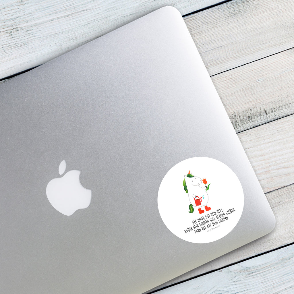 80mm Rund Aufkleber Einhorn Gärtner Sticker, Aufkleber, Etikett, Einhorn, Einhörner, Einhorn Deko, Pegasus, Unicorn, Luftballon, Gießkanne, Giesskanne, Lebenslust, Freude, Blume, Freundin, Garten, Stiefel