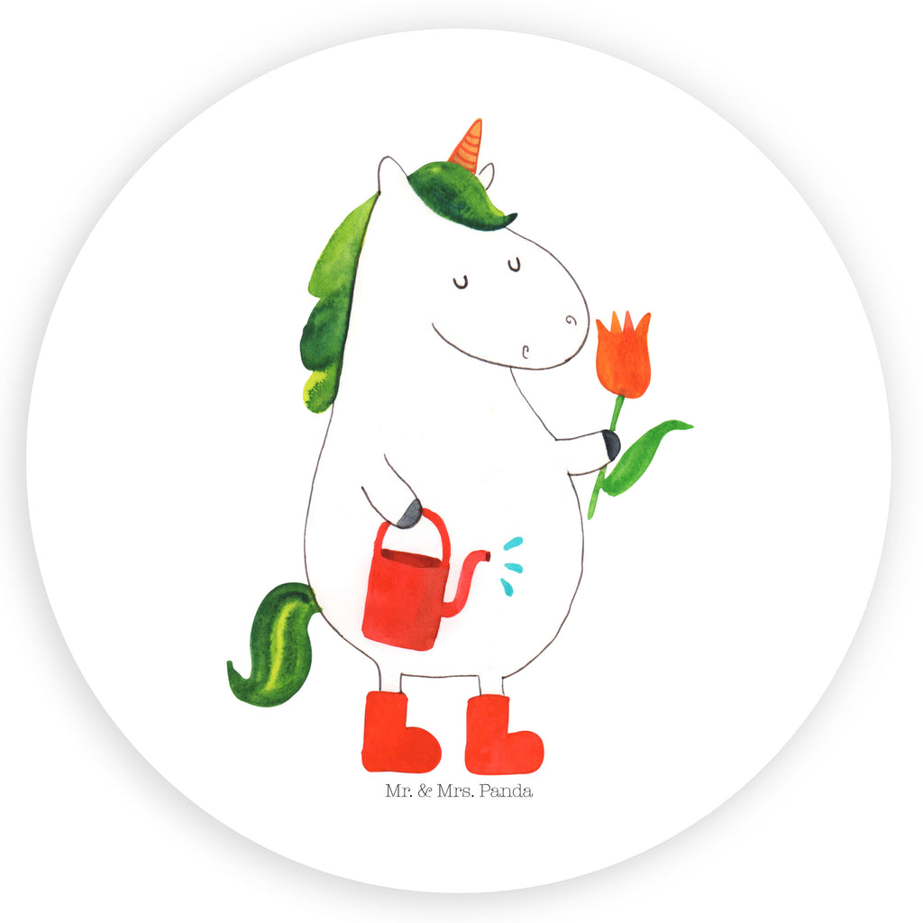 80mm Rund Aufkleber Einhorn Gärtner Sticker, Aufkleber, Etikett, Einhorn, Einhörner, Einhorn Deko, Pegasus, Unicorn, Luftballon, Gießkanne, Giesskanne, Lebenslust, Freude, Blume, Freundin, Garten, Stiefel