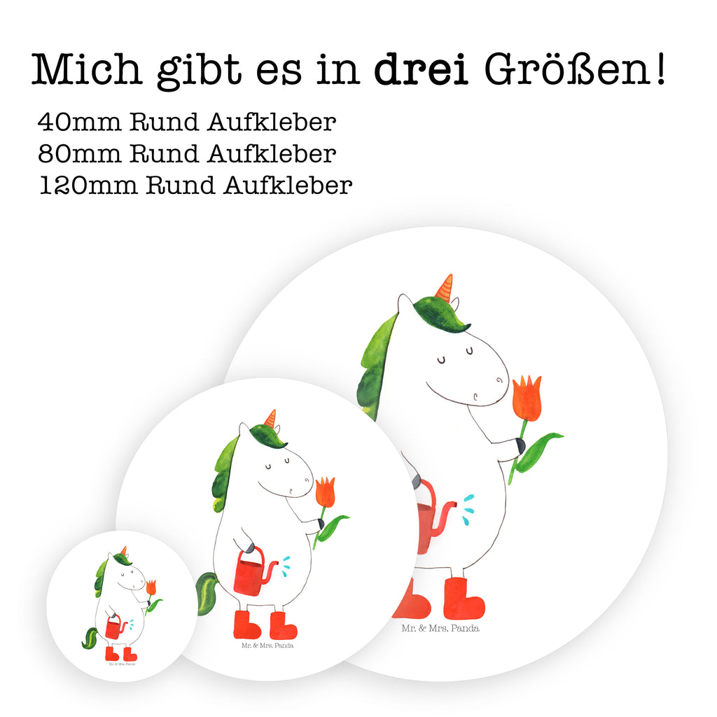 80mm Rund Aufkleber Einhorn Gärtner Sticker, Aufkleber, Etikett, Einhorn, Einhörner, Einhorn Deko, Pegasus, Unicorn, Luftballon, Gießkanne, Giesskanne, Lebenslust, Freude, Blume, Freundin, Garten, Stiefel