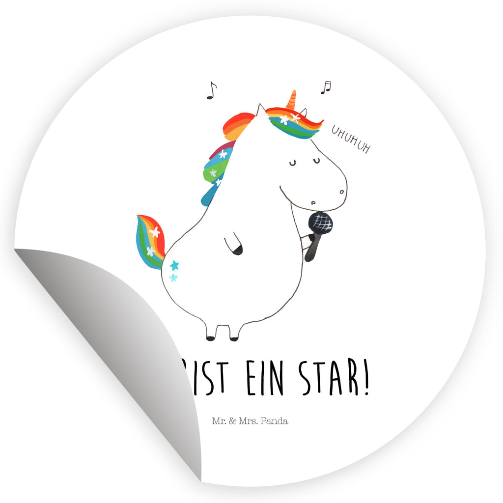 80mm Rund Aufkleber Einhorn Sänger Sticker, Aufkleber, Etikett, Einhorn, Einhörner, Einhorn Deko, Pegasus, Unicorn, Glitzer, Konfetti, Party, Geburtstag, Feier, Fest, Disco, Sängerin, Sänger, Freundin