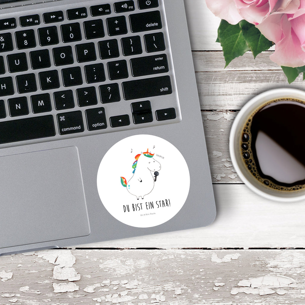 80mm Rund Aufkleber Einhorn Sänger Sticker, Aufkleber, Etikett, Einhorn, Einhörner, Einhorn Deko, Pegasus, Unicorn, Glitzer, Konfetti, Party, Geburtstag, Feier, Fest, Disco, Sängerin, Sänger, Freundin