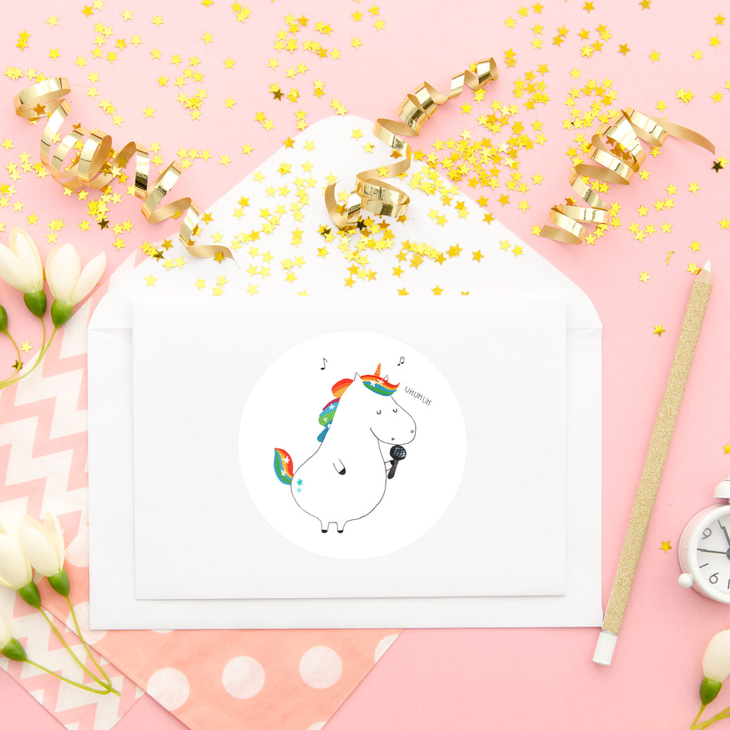 80mm Rund Aufkleber Einhorn Sänger Sticker, Aufkleber, Etikett, Einhorn, Einhörner, Einhorn Deko, Pegasus, Unicorn, Glitzer, Konfetti, Party, Geburtstag, Feier, Fest, Disco, Sängerin, Sänger, Freundin