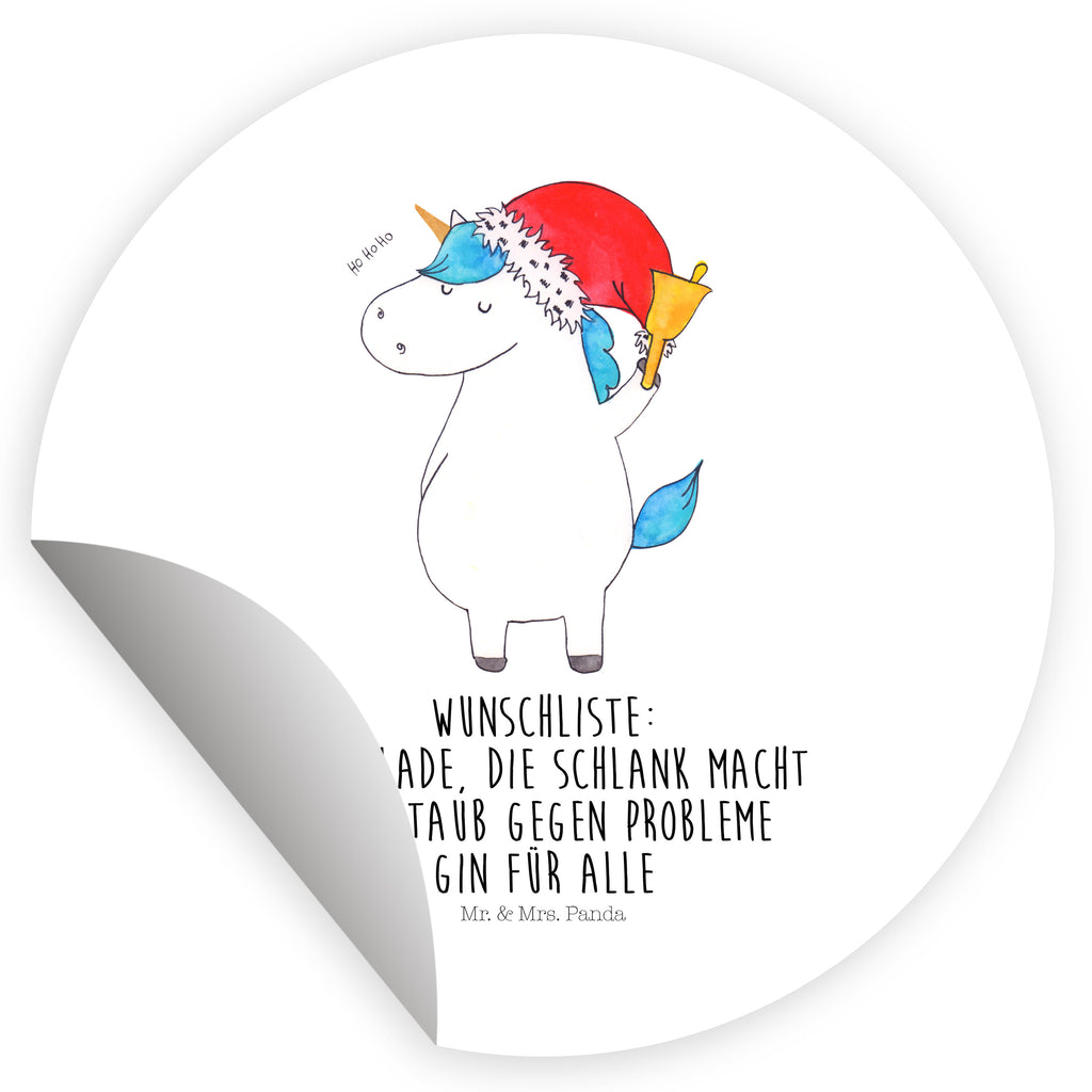 80mm Rund Aufkleber Einhorn Weihnachtsmann Sticker, Aufkleber, Etikett, Einhorn, Einhörner, Einhorn Deko, Pegasus, Unicorn, Gin, Schokolade, Schoki, Weihnachten, Weihnachtsmann, Nikolaus, Wunschzettel, Wunschliste, Feenstaub