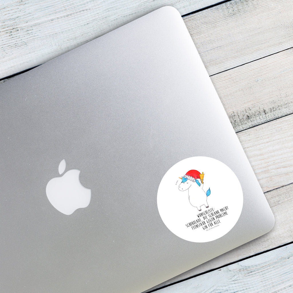80mm Rund Aufkleber Einhorn Weihnachtsmann Sticker, Aufkleber, Etikett, Einhorn, Einhörner, Einhorn Deko, Pegasus, Unicorn, Gin, Schokolade, Schoki, Weihnachten, Weihnachtsmann, Nikolaus, Wunschzettel, Wunschliste, Feenstaub