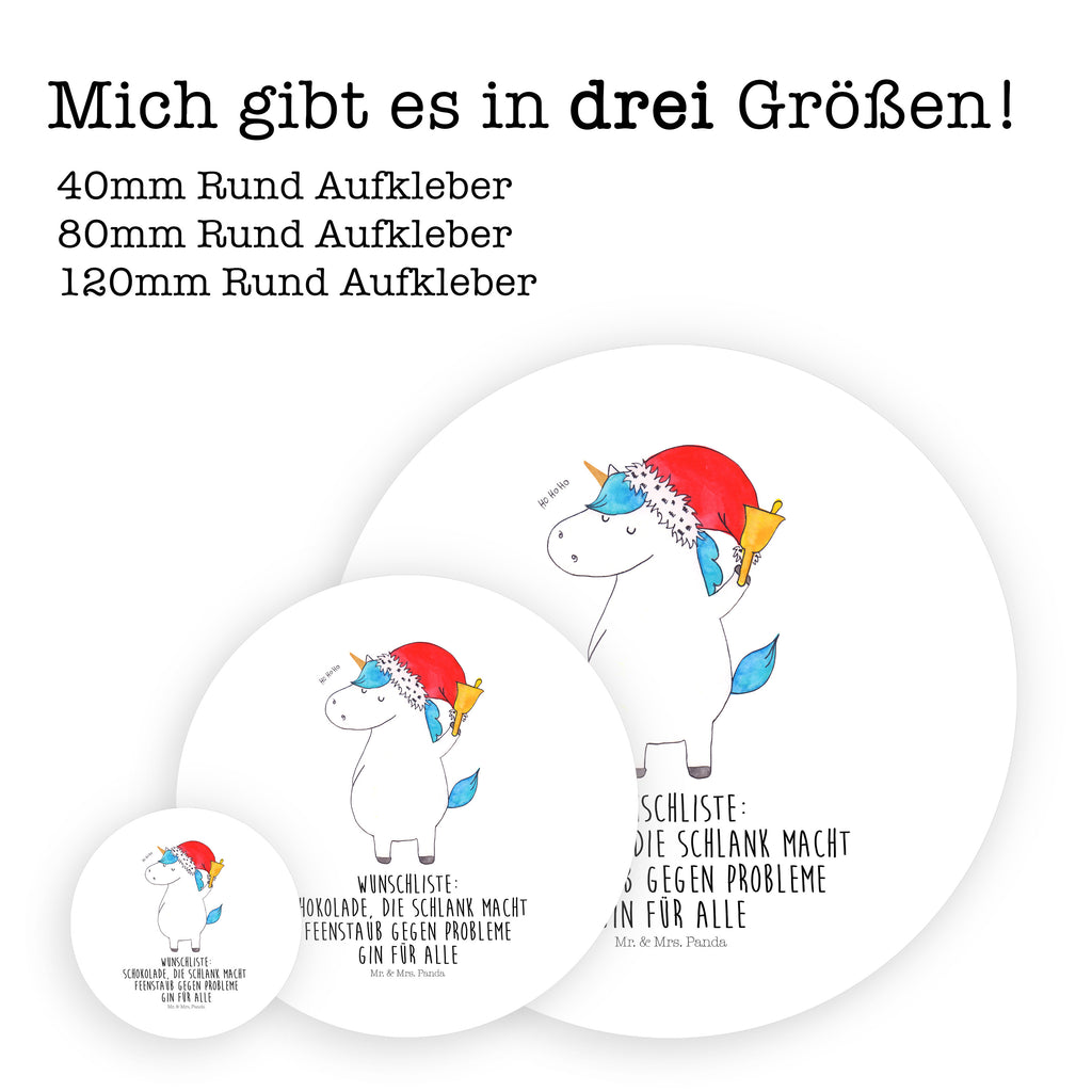 80mm Rund Aufkleber Einhorn Weihnachtsmann Sticker, Aufkleber, Etikett, Einhorn, Einhörner, Einhorn Deko, Pegasus, Unicorn, Gin, Schokolade, Schoki, Weihnachten, Weihnachtsmann, Nikolaus, Wunschzettel, Wunschliste, Feenstaub
