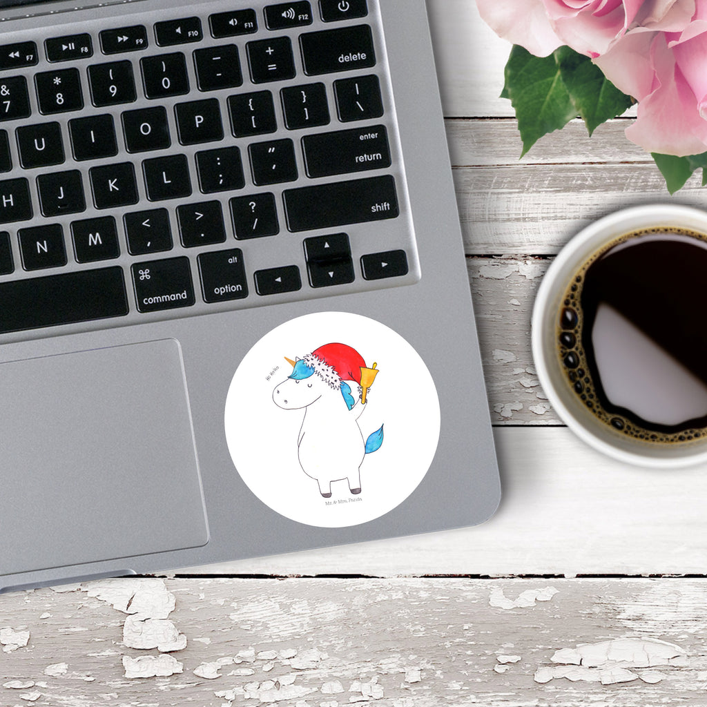80mm Rund Aufkleber Einhorn Weihnachtsmann Sticker, Aufkleber, Etikett, Einhorn, Einhörner, Einhorn Deko, Pegasus, Unicorn, Gin, Schokolade, Schoki, Weihnachten, Weihnachtsmann, Nikolaus, Wunschzettel, Wunschliste, Feenstaub