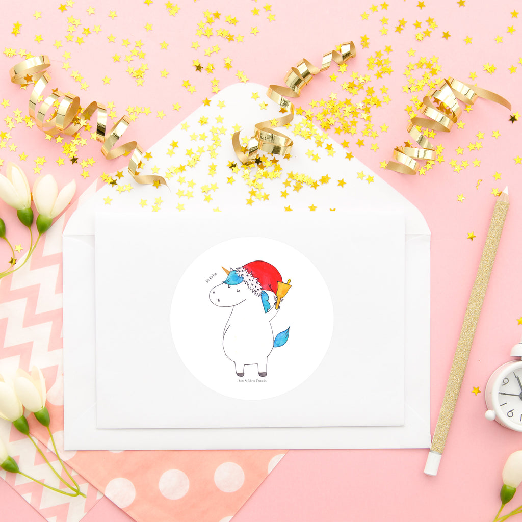 80mm Rund Aufkleber Einhorn Weihnachtsmann Sticker, Aufkleber, Etikett, Einhorn, Einhörner, Einhorn Deko, Pegasus, Unicorn, Gin, Schokolade, Schoki, Weihnachten, Weihnachtsmann, Nikolaus, Wunschzettel, Wunschliste, Feenstaub