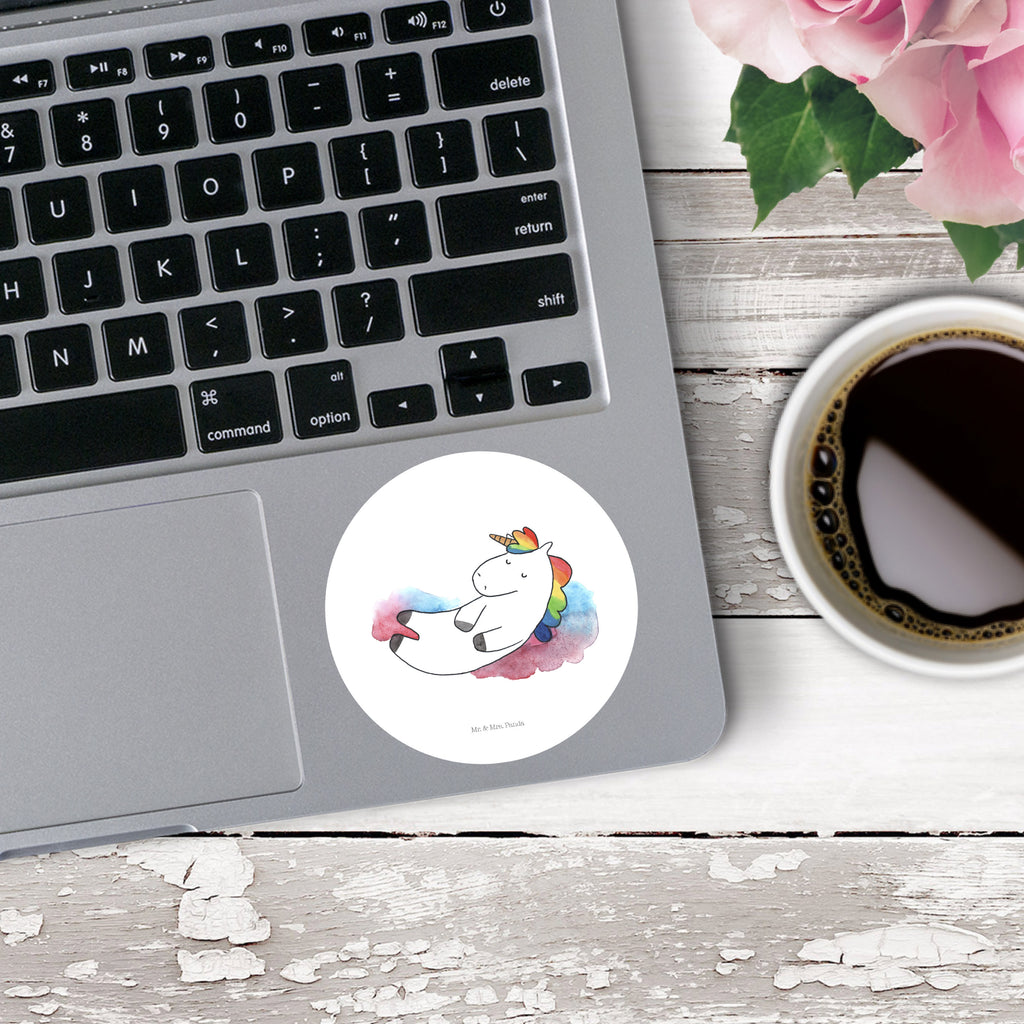 80mm Rund Aufkleber Einhorn Wolke 7 Sticker, Aufkleber, Etikett, Einhorn, Einhörner, Einhorn Deko, Pegasus, Unicorn, verliebt, Menschen, witzig, lustig, Geschenk, Glaube, Realität, Lächeln