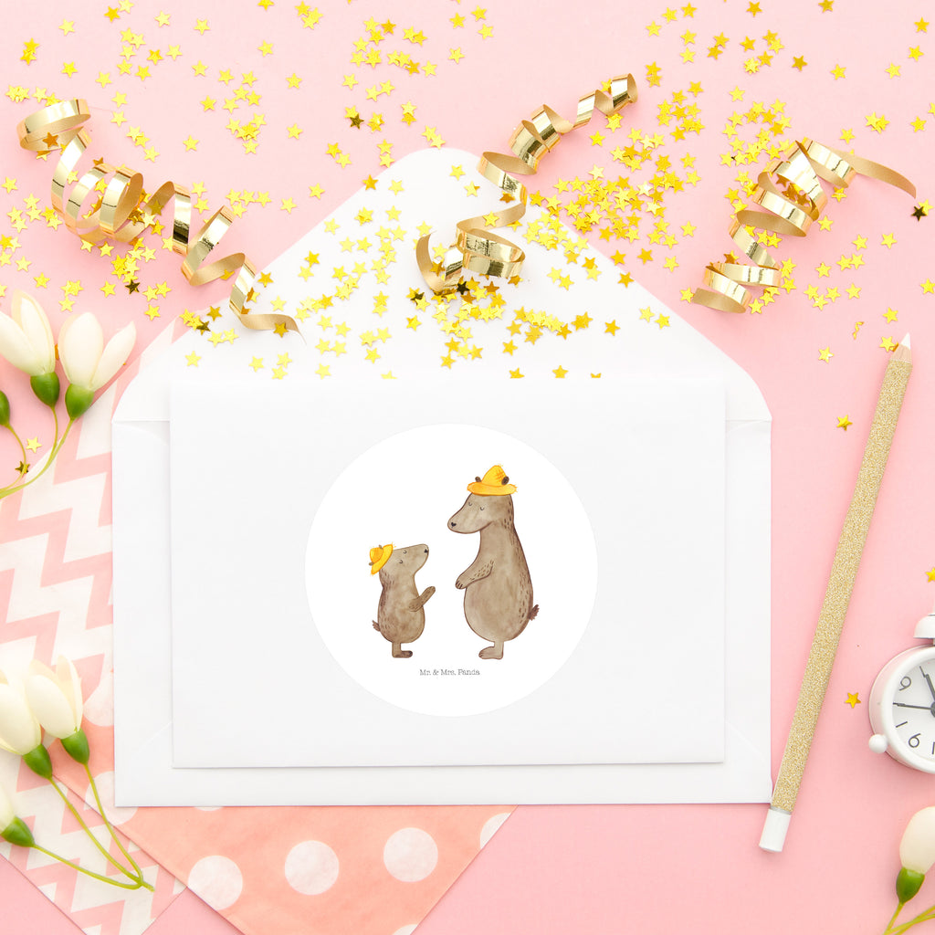 80mm Rund Aufkleber Bären mit Hut Sticker, Aufkleber, Etikett, Familie, Vatertag, Muttertag, Bruder, Schwester, Mama, Papa, Oma, Opa, Bär, Bären, Vater, Papi, Paps, Dad, Daddy, Lieblingsmensch, Sohn, Söhne, Kind, Kinder, Vater-Sohn, Family, Vorbild