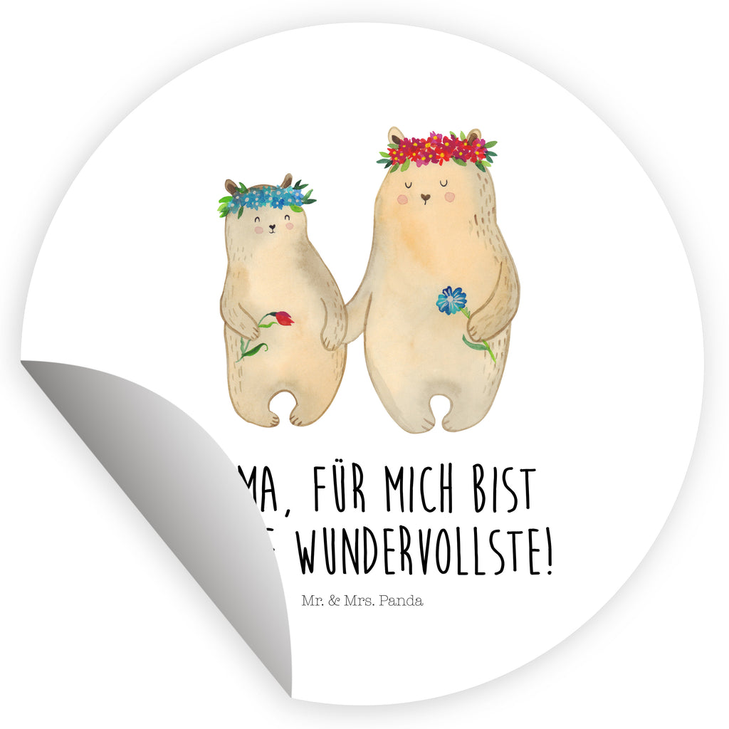 80mm Rund Aufkleber Bären mit Blumenkranz Sticker, Aufkleber, Etikett, Familie, Vatertag, Muttertag, Bruder, Schwester, Mama, Papa, Oma, Opa, Bär, Bären, Mutter, Mutti, Mami, Lieblingsmensch, Lieblingsmama, beste Mutter, weltbeste Mama, Geschenk Mama. Muttertag, Tochter, Kind, Kinder, Töchter, Family, Vorbild