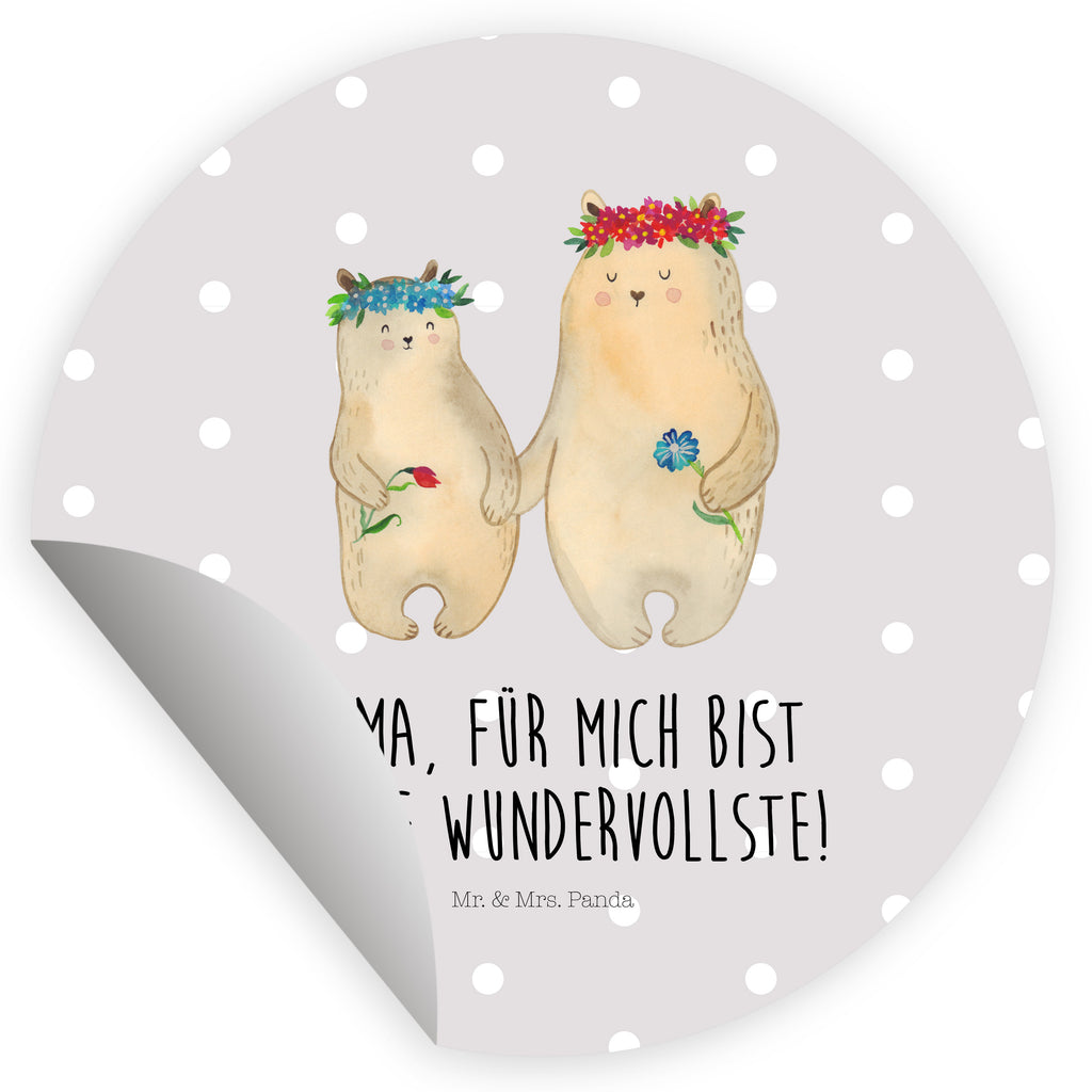80mm Rund Aufkleber Bären mit Blumenkranz Sticker, Aufkleber, Etikett, Familie, Vatertag, Muttertag, Bruder, Schwester, Mama, Papa, Oma, Opa, Bär, Bären, Mutter, Mutti, Mami, Lieblingsmensch, Lieblingsmama, beste Mutter, weltbeste Mama, Geschenk Mama. Muttertag, Tochter, Kind, Kinder, Töchter, Family, Vorbild