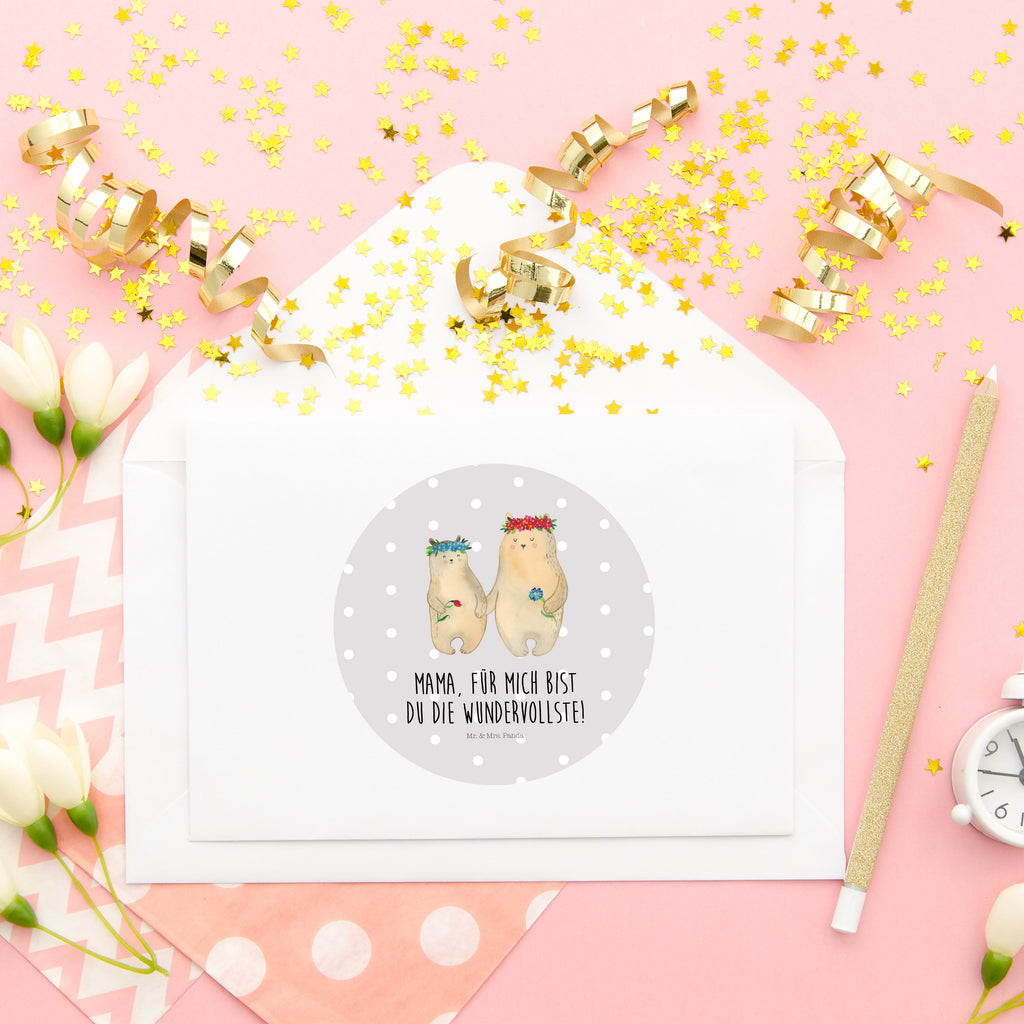 80mm Rund Aufkleber Bären mit Blumenkranz Sticker, Aufkleber, Etikett, Familie, Vatertag, Muttertag, Bruder, Schwester, Mama, Papa, Oma, Opa, Bär, Bären, Mutter, Mutti, Mami, Lieblingsmensch, Lieblingsmama, beste Mutter, weltbeste Mama, Geschenk Mama. Muttertag, Tochter, Kind, Kinder, Töchter, Family, Vorbild