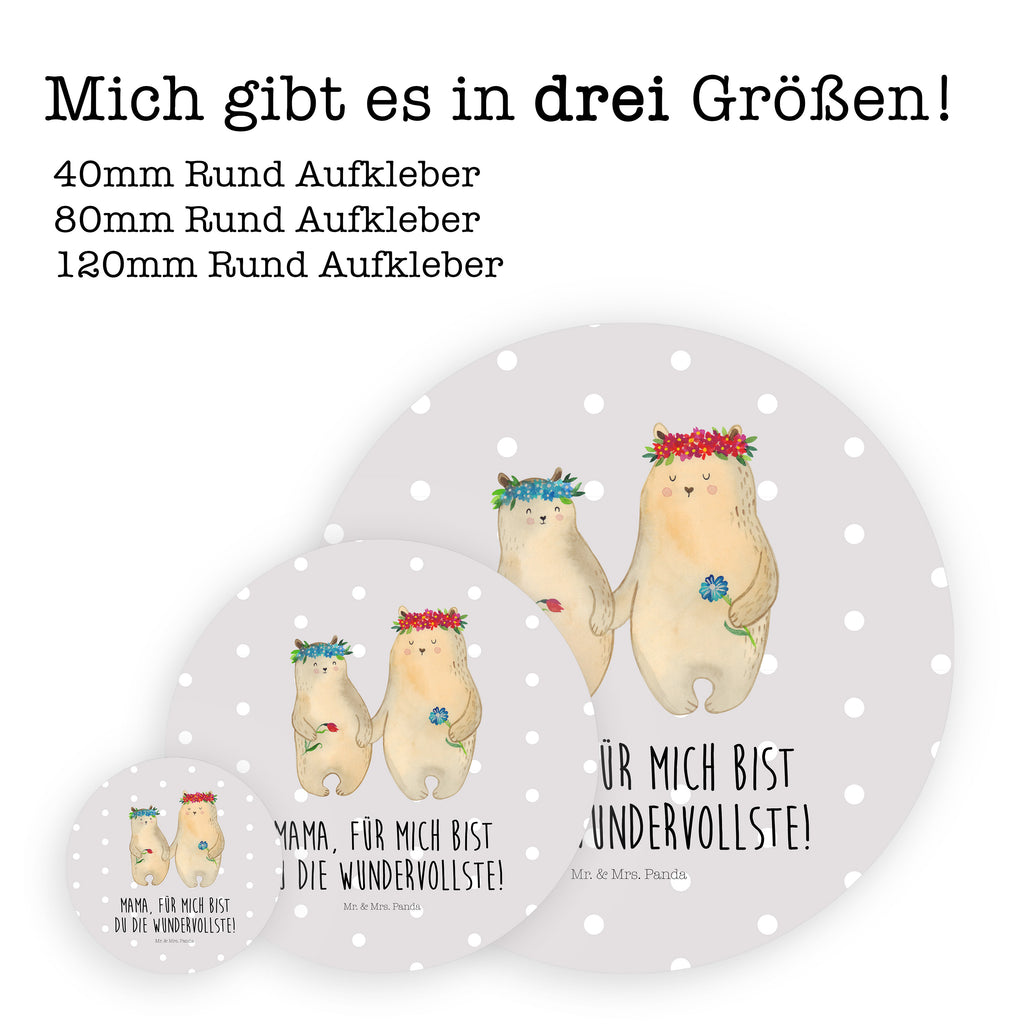 80mm Rund Aufkleber Bären mit Blumenkranz Sticker, Aufkleber, Etikett, Familie, Vatertag, Muttertag, Bruder, Schwester, Mama, Papa, Oma, Opa, Bär, Bären, Mutter, Mutti, Mami, Lieblingsmensch, Lieblingsmama, beste Mutter, weltbeste Mama, Geschenk Mama. Muttertag, Tochter, Kind, Kinder, Töchter, Family, Vorbild
