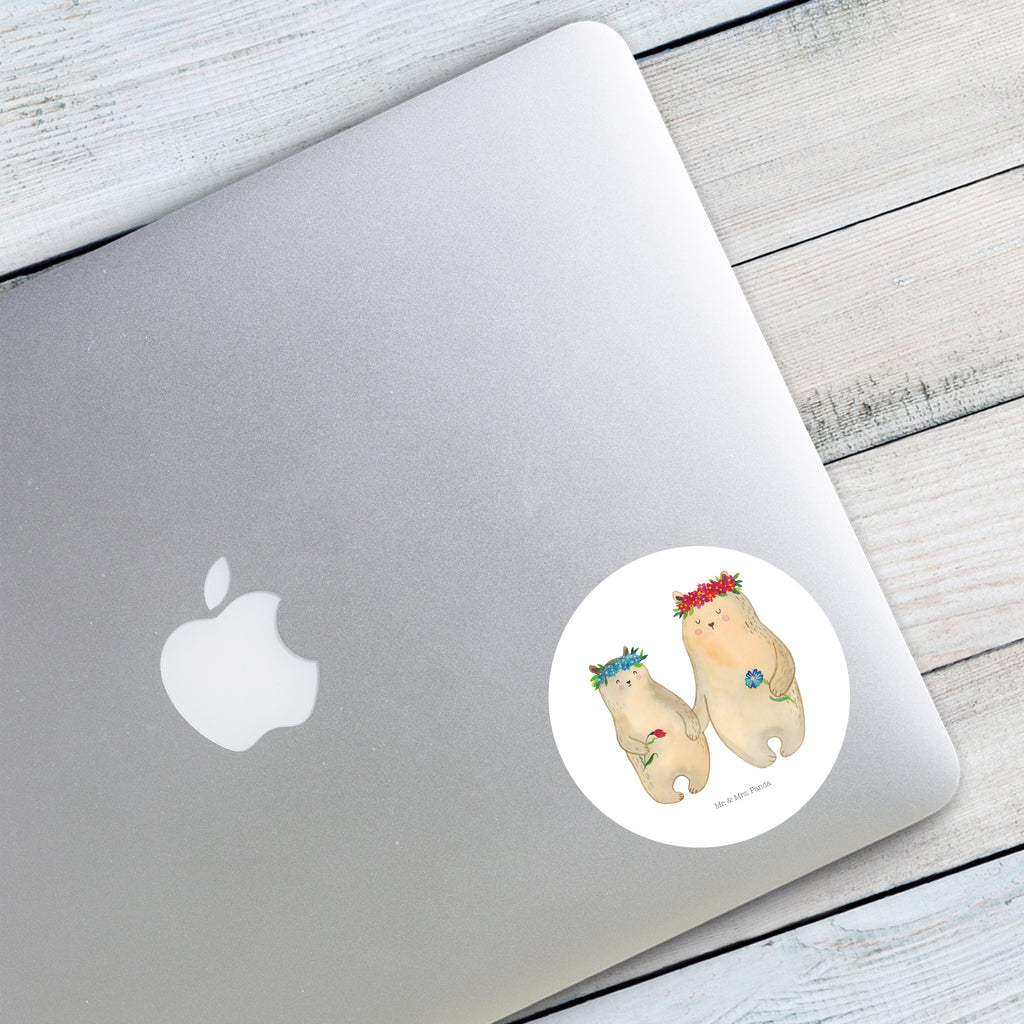 80mm Rund Aufkleber Bären mit Blumenkranz Sticker, Aufkleber, Etikett, Familie, Vatertag, Muttertag, Bruder, Schwester, Mama, Papa, Oma, Opa, Bär, Bären, Mutter, Mutti, Mami, Lieblingsmensch, Lieblingsmama, beste Mutter, weltbeste Mama, Geschenk Mama. Muttertag, Tochter, Kind, Kinder, Töchter, Family, Vorbild